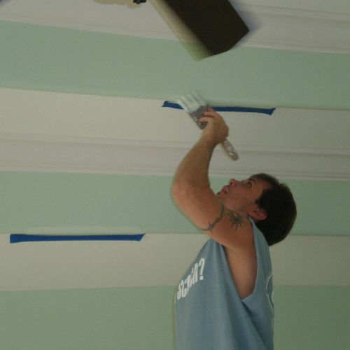 Painting a 2 band tray ceiling