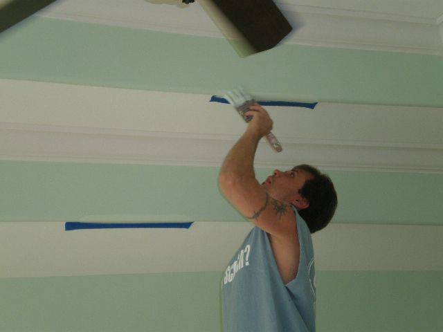 Painting a 2 band tray ceiling
