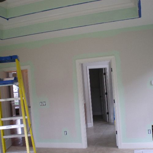 Painting 2 band ceiling and walls