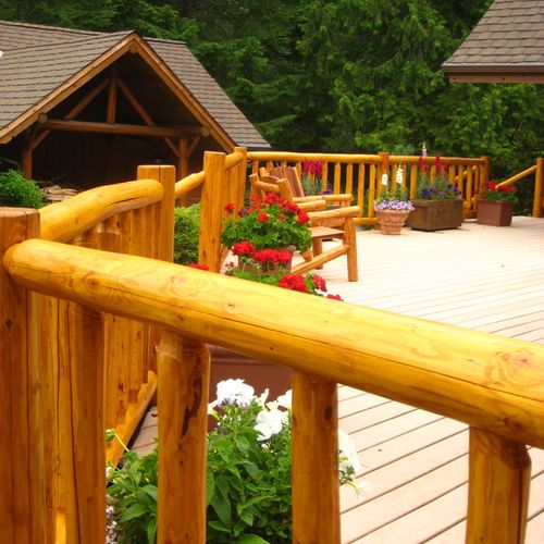 Custom log railings