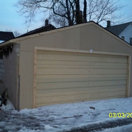 garage burnt and repaired