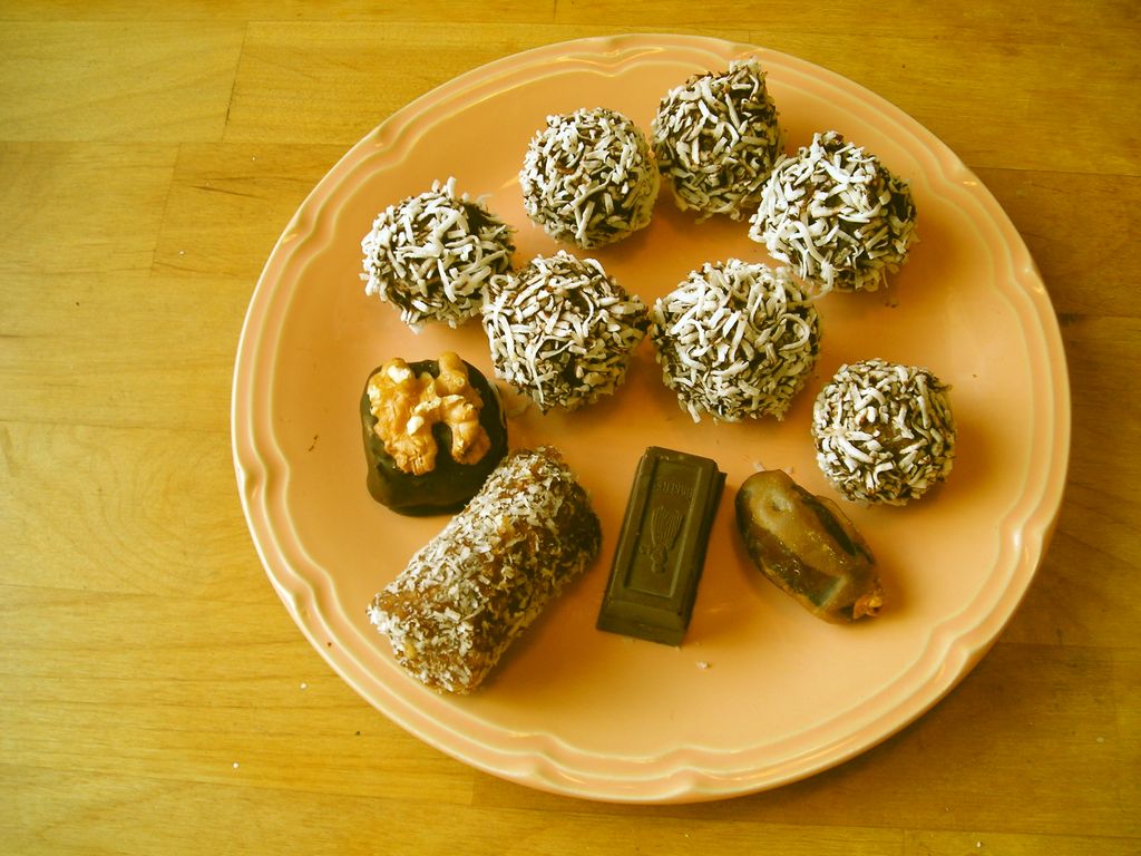 Dark Chocolate Dipped Date Nut Truffles
