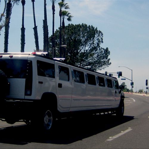 Cruising in orange county in a hummer limousine