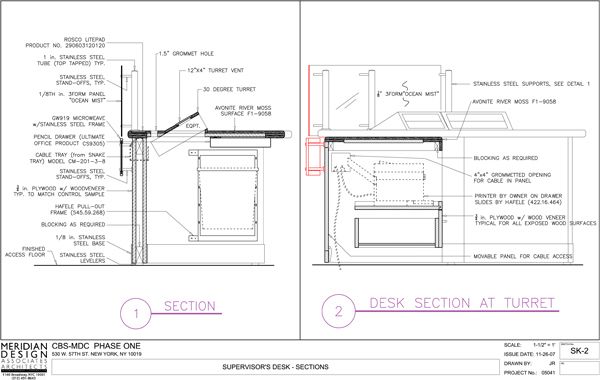 Cross Section of Broadcast Studio furniture design
