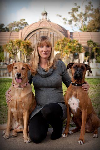 Trainer with her own loving, obedient pals