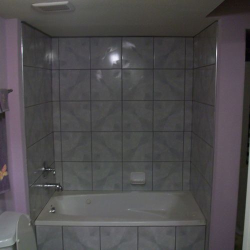 Tub installation with new tile