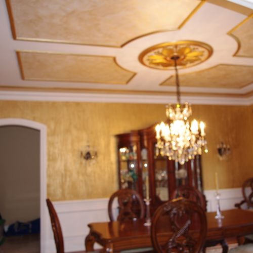 The ceiling has a metallic pearl glaze within the 