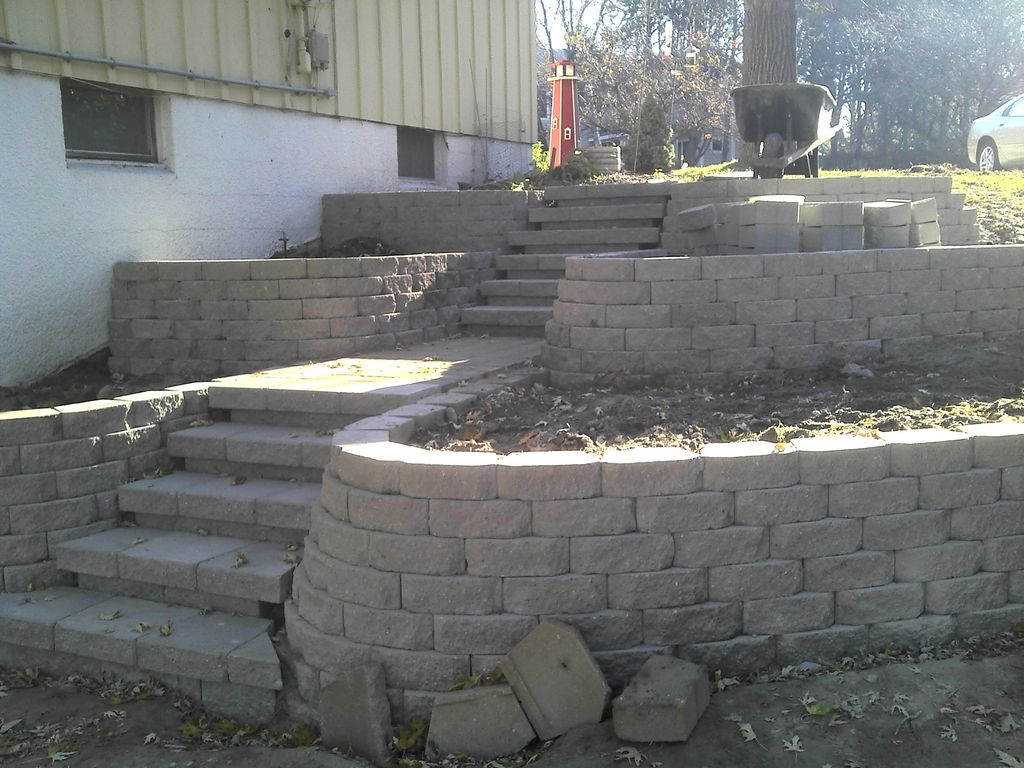 Retaining wall with steps through it.