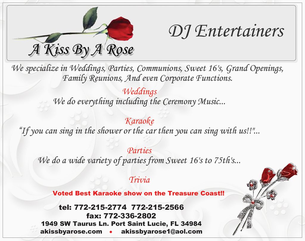 A Kiss By A Rose DJ Entertainers