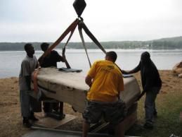 Crane move on Lake Tilery, NC customer wanted pian