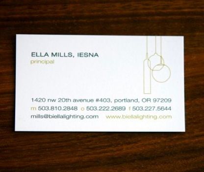 biella lighting design : back of business card