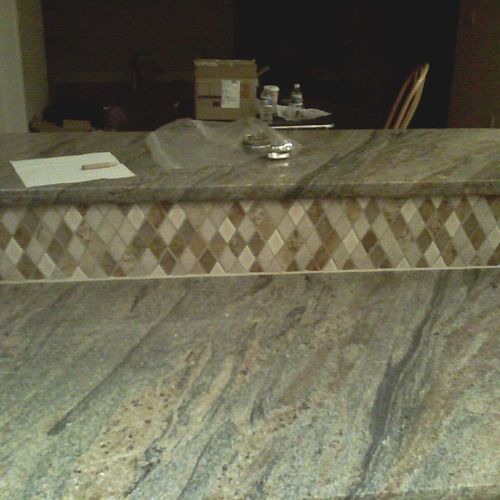 marble counter top with deco and polished edges