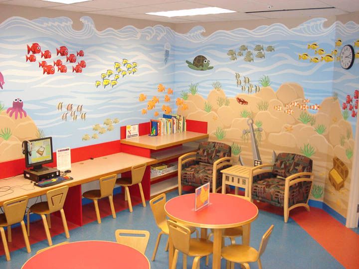 Mural in playroom at Mokena Community Public Libra
