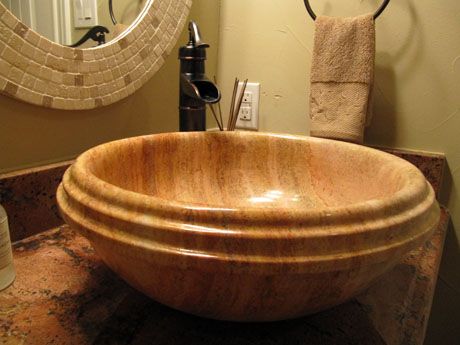 Travertine vessel sinks, available at wholesale pr