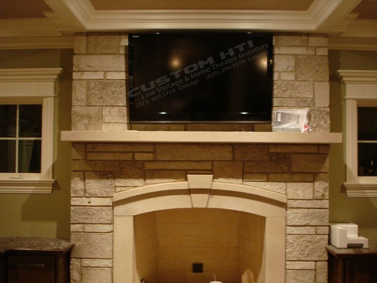 Stone Fireplace TV Installation w/ 5.1 Surround So