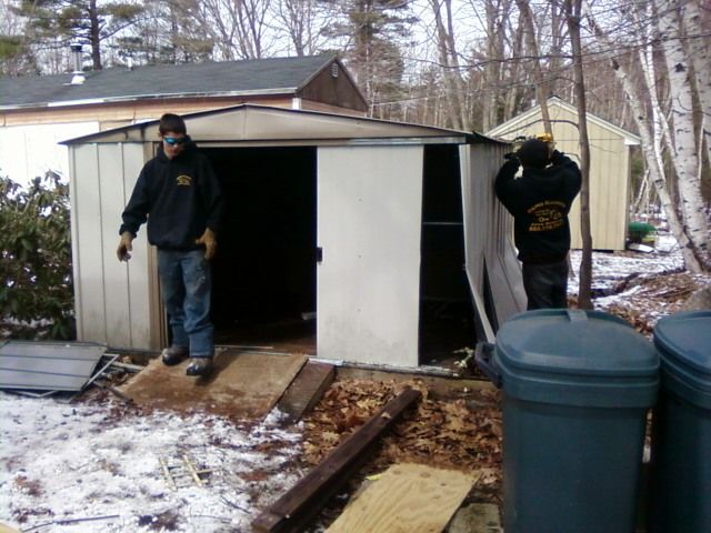 working on shed teardown
