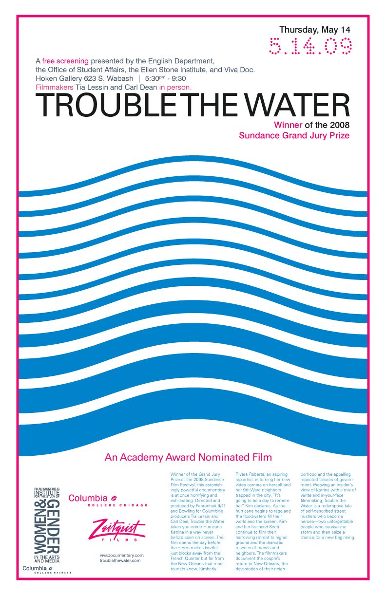 Film poster, for print, Trouble the Water.