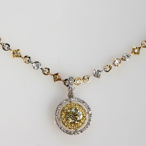 Tri-Color Gold/Diamond Necklace (Center diamond - 