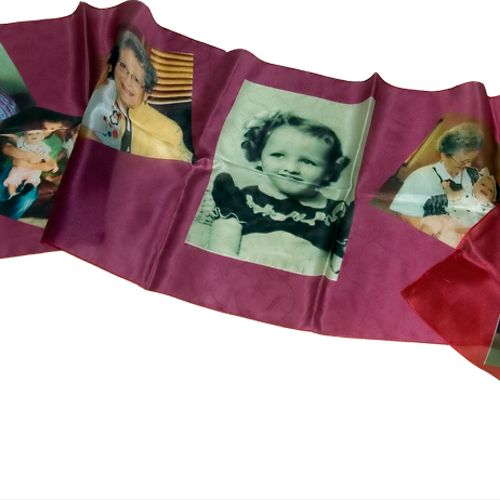 On this charming photo scarf we used 7 different p