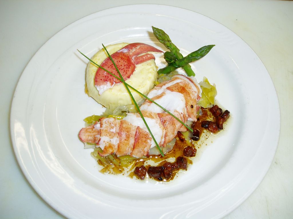 Poached Main Lobster with Pancetta Vinagrette, and