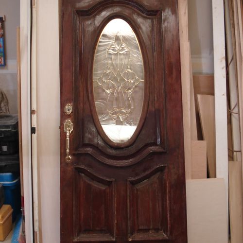Re-finish of weathered Mahogany door