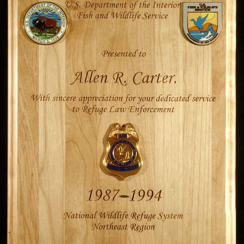 Refuge Officer Award plaque
