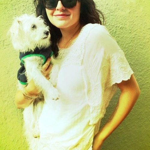 Monica with her dog, Vita.