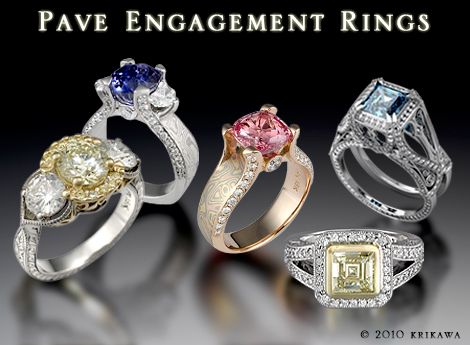 Pave engagement rings
