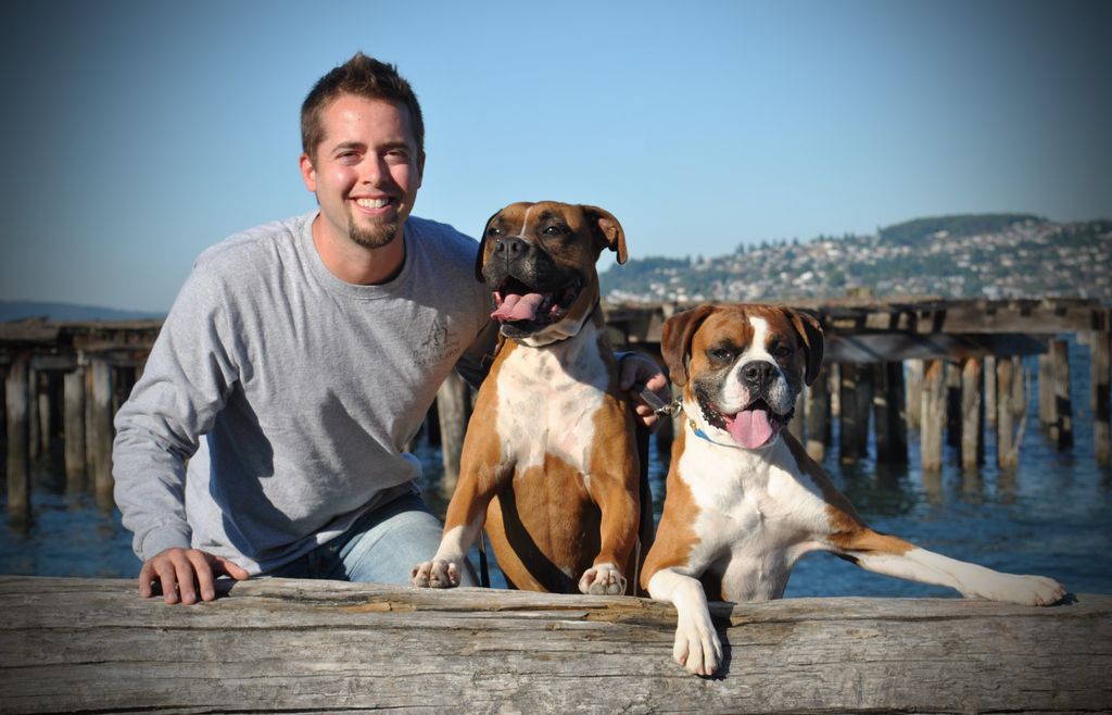 Garrett Stevens with Rambo and Bosley at Ruston Wa