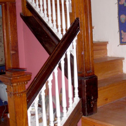I built this stair railing from recycled materials