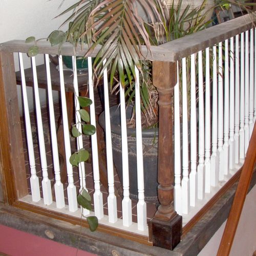Railing built from recycled materials.