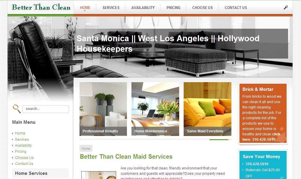 House cleaning web site design. We provide social 