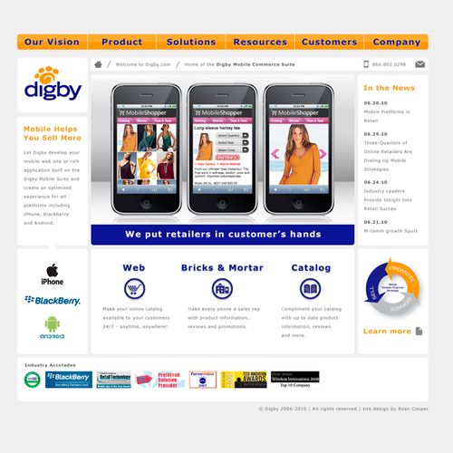 Custom website design for Digby Mobile Commerce