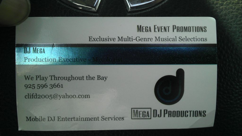 MEGA DJ Productions - Biz Card for DJ Mega - Owner
