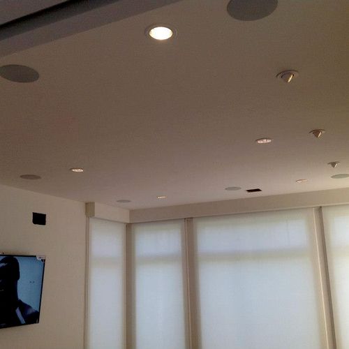 In ceiling surround using TRU Audio speakers. Sams