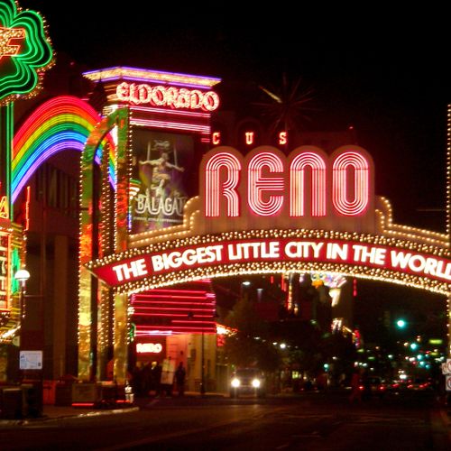 Night view of the Reno Casinos