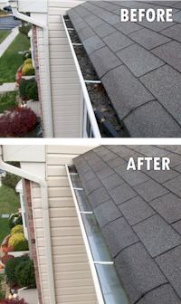 This shows our before and after of a gutter cleani