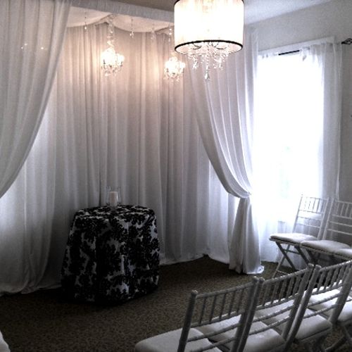 Elegant Indoor Chapel with 4 crystal chandeliers a