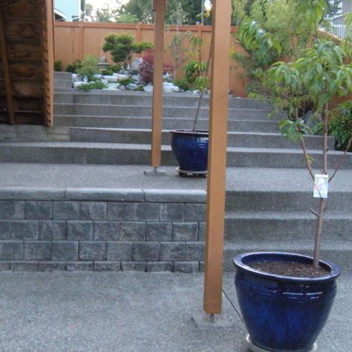 Pour concrete with steps for small low maintenance
