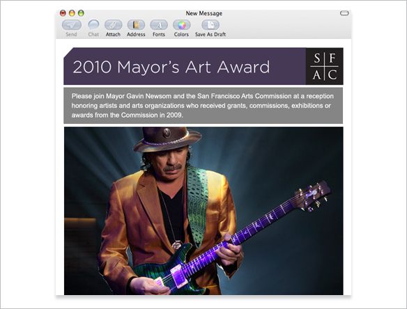 Email invitation for the San Francisco's Mayor's A