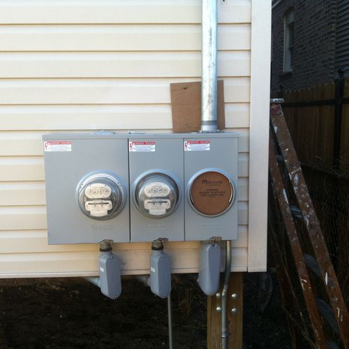 3 gang meter housing install for a two-flat reside