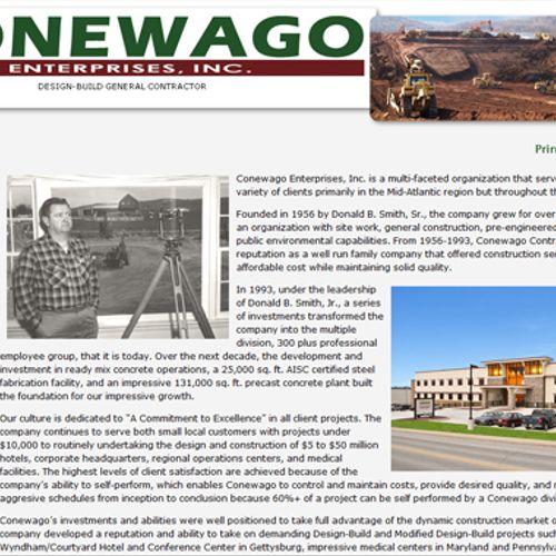 Website for Conewago Enterprises, Inc., a Design-B