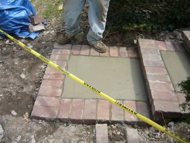 New stairs with a brick border.