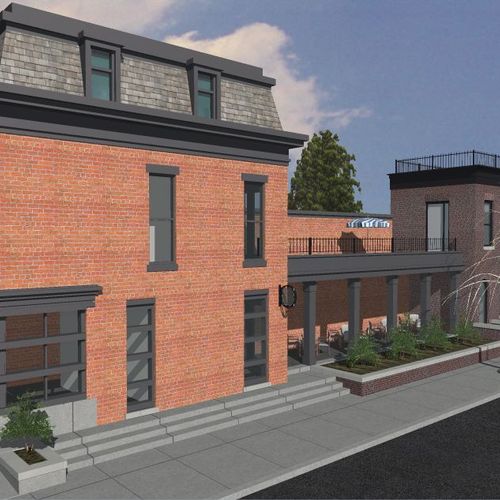Reinvigorated townhouse structures in Red Hook.