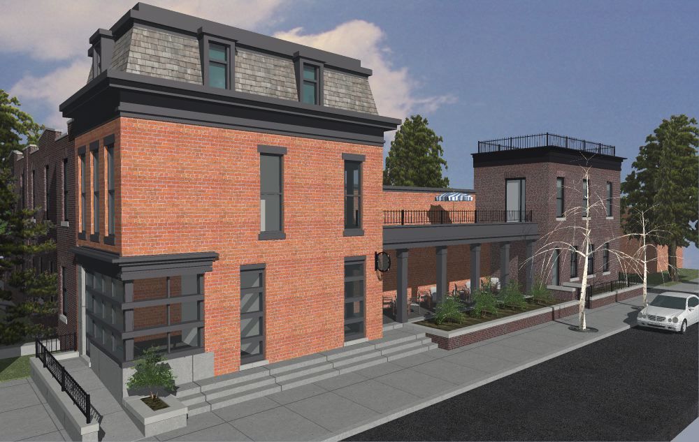 Reinvigorated townhouse structures in Red Hook.