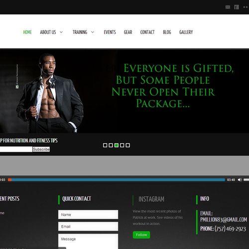 Custom website for fitness model and professional 