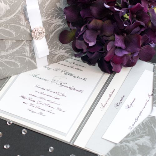 Our pocketed style invitations hold many inserts a