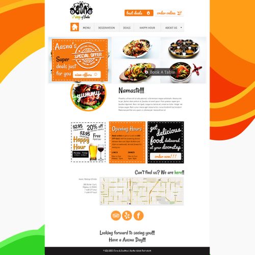 Website for Indian Restaurant located in Milpitas,