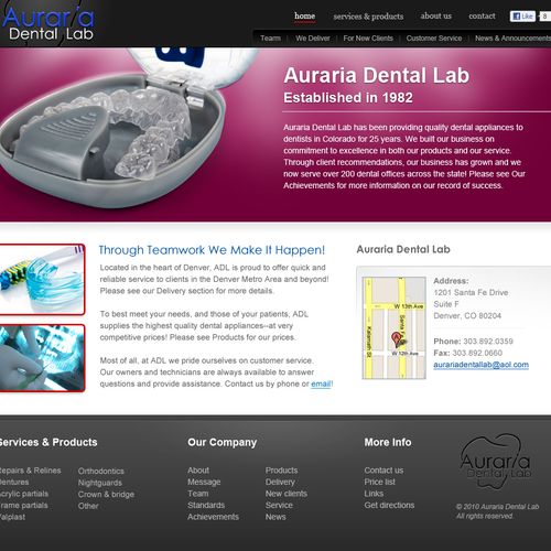 Web redesign: Auraria Dental Labs