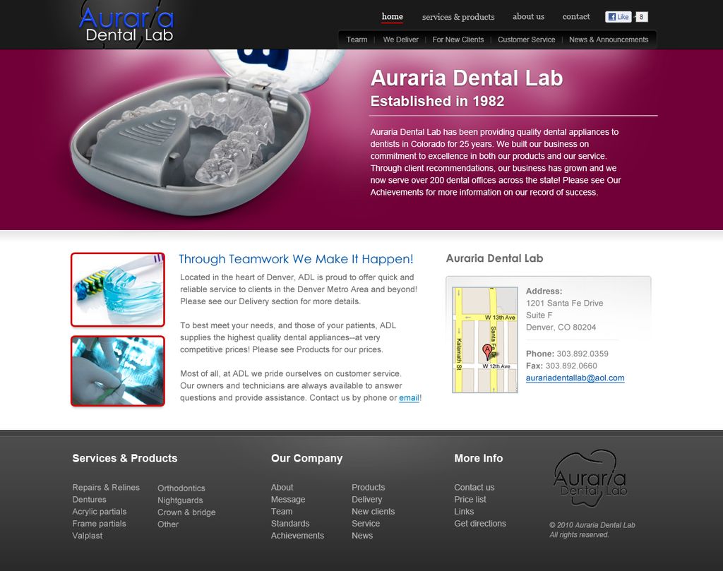 Web redesign: Auraria Dental Labs